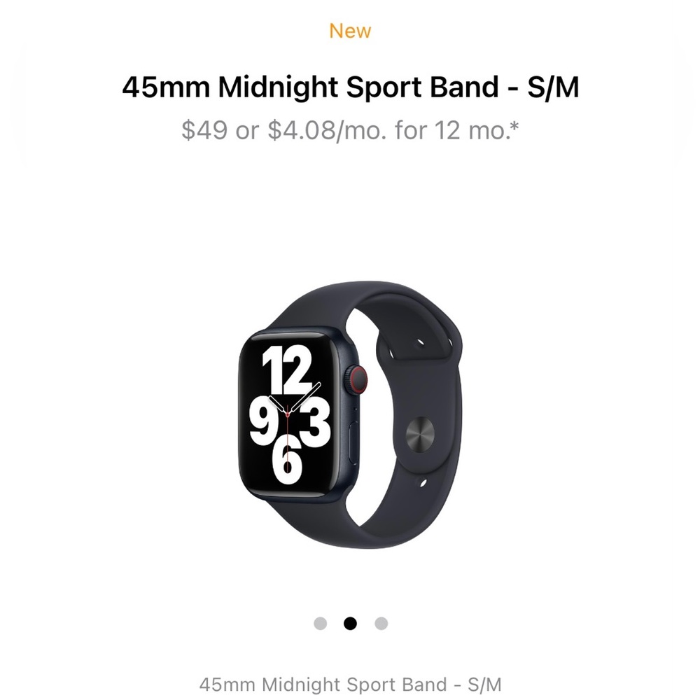 New Apple Watch 45mm Midnight Sport Band - S/M